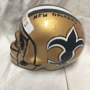 NFL New Orleans Saints Day of the Dead Ceramic Handmade Painted Skull Helmet 8x8